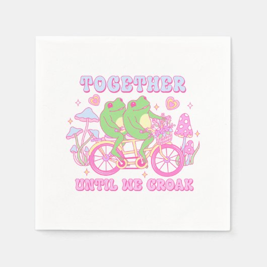 Niedlicher Couple Frog - Zusammen, bis wir Croak h Serviette (Vorderseite)