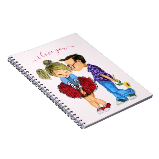 Niedlicher Couple-Notebook-Text - I Liebe You Notizblock (Rechte Seite)