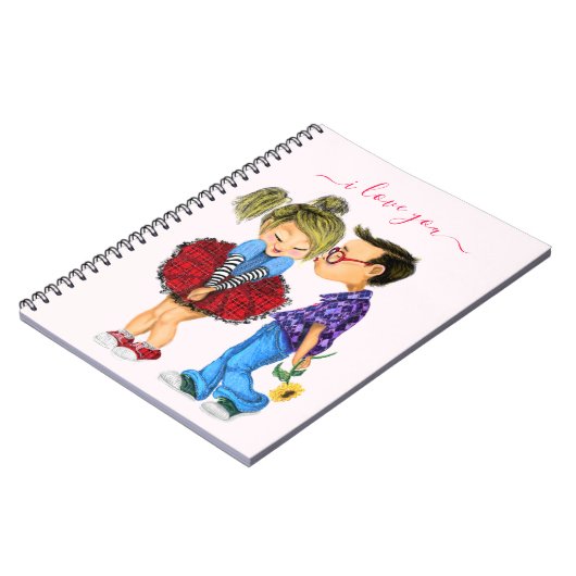 Niedlicher Couple-Notebook-Text - I Liebe You Notizblock (Linke Seite)