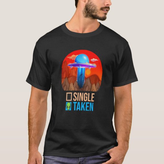 Niedlicher Couple Single oder Alien UFO Valentine T-Shirt (Vorderseite)