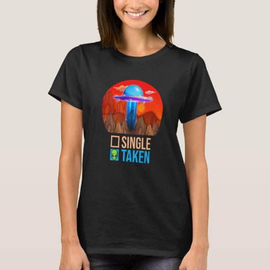 Niedlicher Couple Single oder Alien UFO Valentine T-Shirt (Vorderseite)