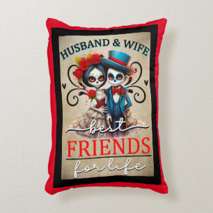 Niedlicher Couple Sugar Skull Dekokissen