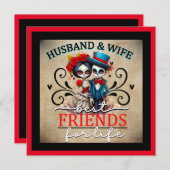 Niedlicher Couple Sugar Skull Feiertagskarte (Vorne/Hinten)