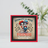 Niedlicher Couple Sugar Skull Feiertagskarte (Stehend Vorderseite)