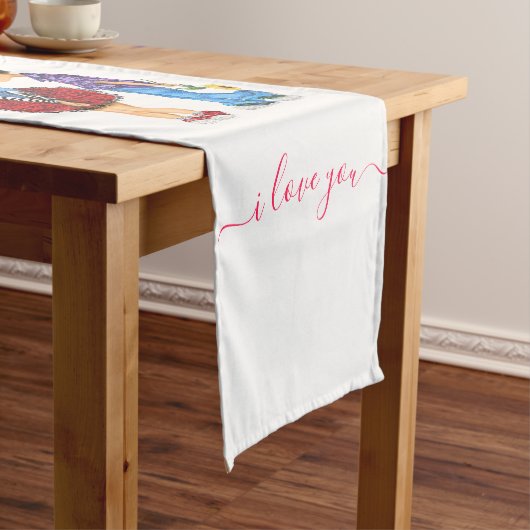 Niedlicher Couple Table Runner mit Text - Anpassba Kurzer Tischläufer (Beispiel)
