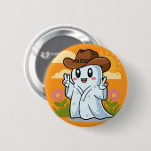Niedlicher Cowboy-Geist zu Halloween-Fun-Dekoratio Button (Vorne & Hinten)