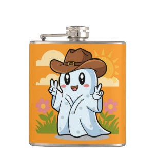 Niedlicher Cowboy-Geist zu Halloween-Fun-Dekoratio Flachmann