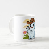 Niedlicher Cowboy-Geist zu Halloween-Fun-Dekoratio Kaffeetasse (Vorderseite Links)