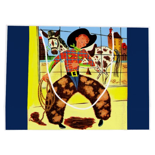 niedlicher Cowboy Große Geschenktüte (Rückseite)