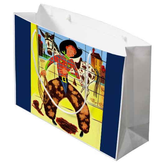 niedlicher Cowboy Große Geschenktüte (Rückseite Schrägansicht)
