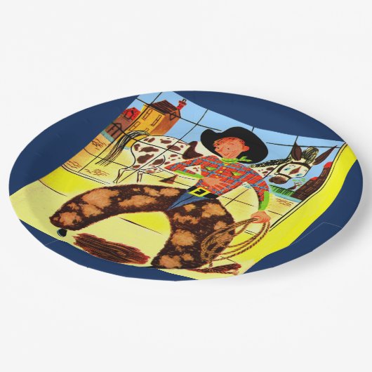 niedlicher Cowboy Pappteller (Schrägansicht)