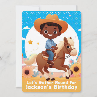 Niedlicher Cowboy Reiten Geburtstag Einladung