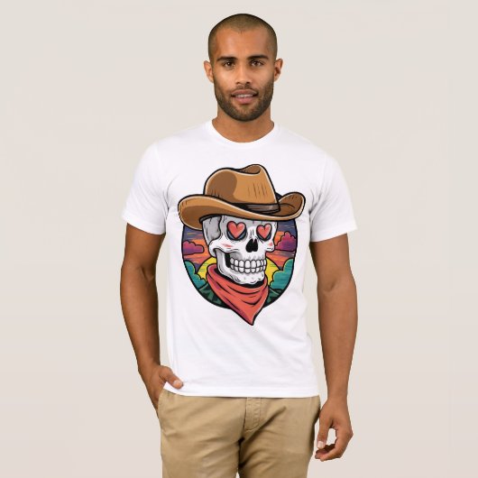 Niedlicher Cowboy-Schädel - Herzaugen T-Shirt (Vorne ganz)
