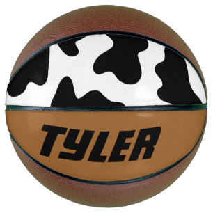 niedlicher Cowboy Schwarz-Weiß-Kuh-Druck Basketball