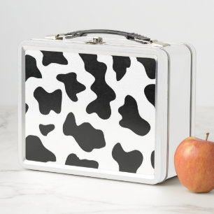 niedlicher Cowboy Schwarz-Weiß-Kuh-Druck Metall Brotdose