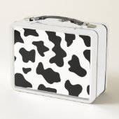 niedlicher Cowboy Schwarz-Weiß-Kuh-Druck Metall Brotdose (Rückseite)