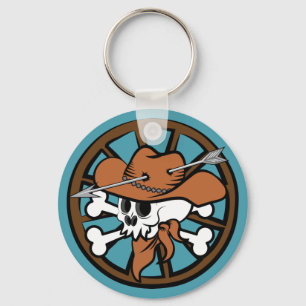 Niedlicher Cowboy Skull und Crossbones Schlüsselanhänger