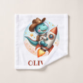 Niedlicher Cowboy-Trex auf einer Weltraumrakete Waschlappen (Waschlappen)