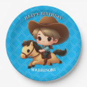 Niedlicher Cowboy und Pferde Western Geburtstag Pappteller (Vorderseite)
