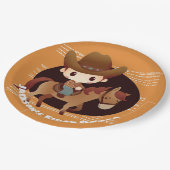 Niedlicher Cowboy und Rodeo Pappteller (Schrägansicht)