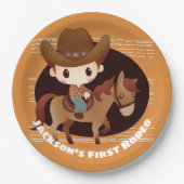 Niedlicher Cowboy und Rodeo Pappteller (Vorderseite)