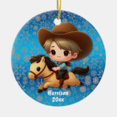 Niedlicher Cowboy-Western Keramik Ornament (Vorne)