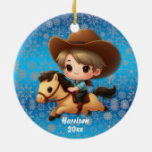 Niedlicher Cowboy-Western Keramik Ornament (Hinten)