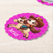 Niedlicher Cowgirl und Horse Western Rosa Untersetzer (angewinkelt)