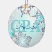 Niedlicher CPA Ice Blue Snowflake Personalisierter Keramik Ornament (Links)