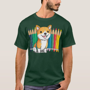 Niedlicher Crayon Dog farbiger Hund Lover T-Shirt