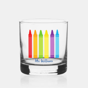 Niedlicher Crayon-Grundschullehrer Personalisiert Whiskyglas
