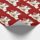 Niedlicher Crembär mit Candy Cane/Holly Geschenkpapier (Ecke)