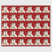 Niedlicher Crembär mit Candy Cane/Holly Geschenkpapier (Flach)