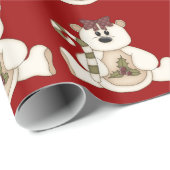 Niedlicher Crembär mit Candy Cane/Holly Geschenkpapier (Rolleneckpunkt)