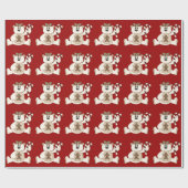 Niedlicher Cremebär mit Candy Cane Geschenkpapier (Flach)