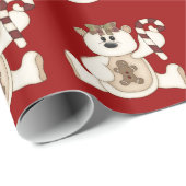 Niedlicher Cremebär mit Candy Cane Geschenkpapier (Rolleneckpunkt)