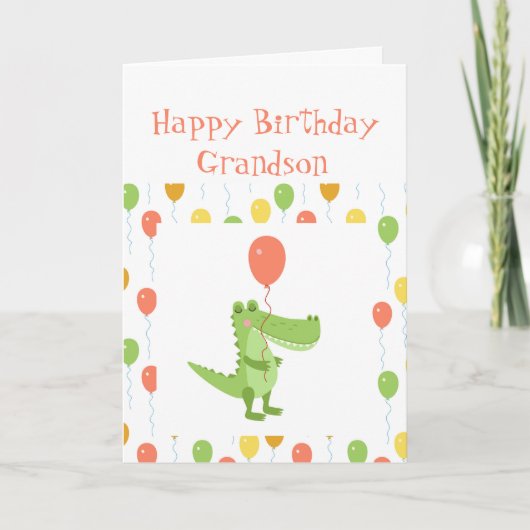 Niedlicher Crocodile Fun Animal Grandson Kindergeb Karte (Vorderseite)