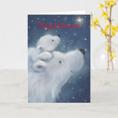 Niedlicher Cub mit Polar Bär, frohe Weihnachten Karte (Gelbe Blume)