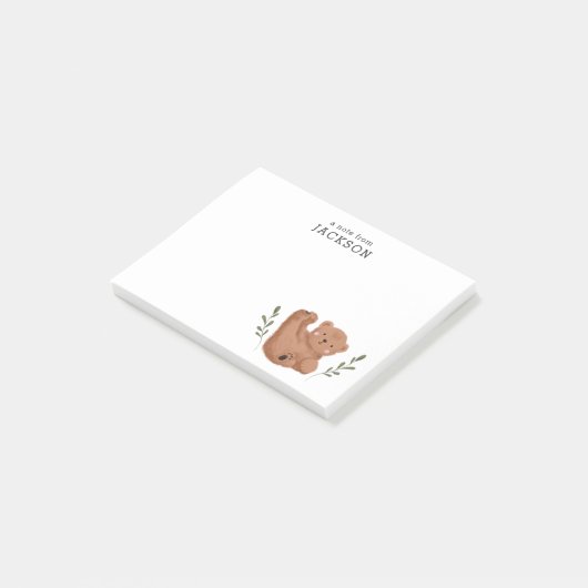 Niedlicher Cube Bär Personalisiert Post-it Klebezettel (angewinkelt)