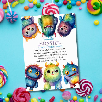 Niedlicher Cudful Kleine Monster Kindergeburtstag Einladung