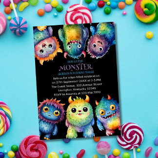 Niedlicher Cudful Kleine Monster Kindergeburtstag Einladung