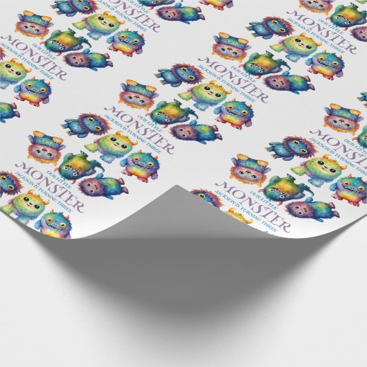 Niedlicher Cudful Kleine Monster Kindergeburtstag Geschenkpapier (Ecke)