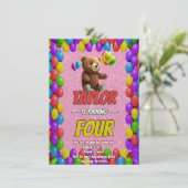 Niedlicher Cudly Teddy Bär Geburtstagsaufenthalt Einladung (Stehend Vorderseite)