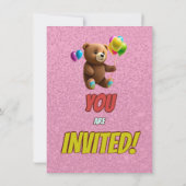 Niedlicher Cudly Teddy Bär Geburtstagsaufenthalt Einladung (Rückseite)