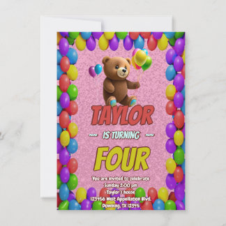 Niedlicher Cudly Teddy Bär Geburtstagsaufenthalt Einladung