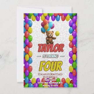 Niedlicher Cudly Teddy Bär Geburtstagsaufenthalt Einladung