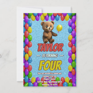 Niedlicher Cudly Teddy Bär Geburtstagsaufenthalt Einladung