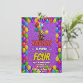 Niedlicher Cudly Teddy Bär Geburtstagsaufenthalt Einladung (Stehend Vorderseite)