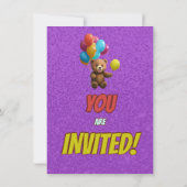 Niedlicher Cudly Teddy Bär Geburtstagsaufenthalt Einladung (Rückseite)