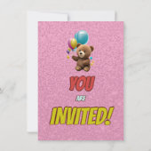 Niedlicher Cudly Teddy Bär Geburtstagsaufenthalt Einladung (Rückseite)